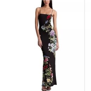 Alice + Olivia Black Floral Maxi Dress